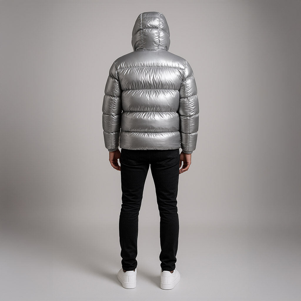 Cosmos Padded Down Jacket Silver | Men's Outerwear | HELVETICA