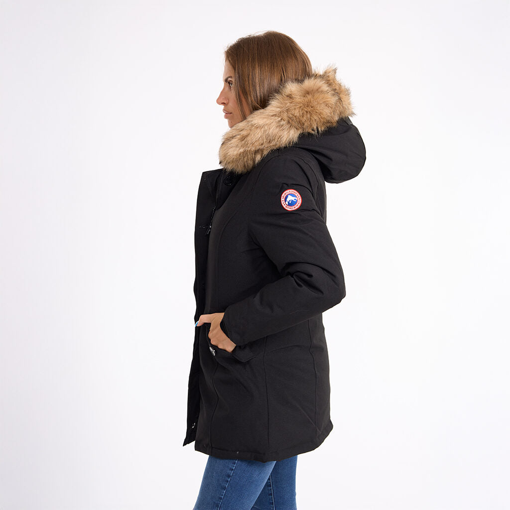 Lili Hooded Parka Jacket - Black/Natural